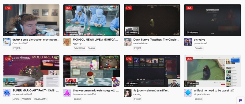 Illustration for article titled Twitch's Artifact Category Is Porn-Filled Anarchy